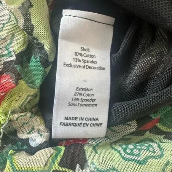 Cinq a Sept Sequin Embellished Shirred Mesh Turtleneck Top Long Sleeve Green S - Picture 7 of 8